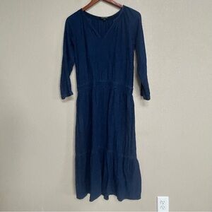 Lauren Ralph Lauren Women’s‎ Chambray Linen Blend Tiered Midi Dress Size 6